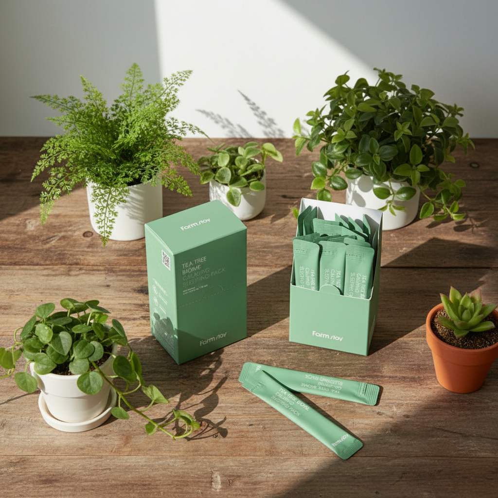 Farm Stay - Tea Tree Biome Calming Sleeping Pack - Zklidňující noční maska s centellou a tea tree - 20 ks x 4 ml