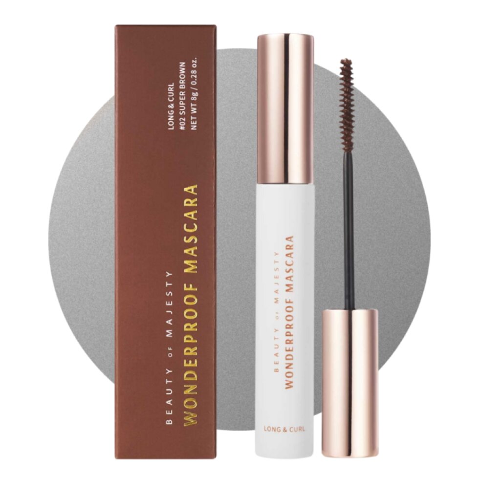 B.O.M. - Wonderproof Mascara Long & Curl #02 Super Brown - Voděodolná prodlužující řasenka - 8 g