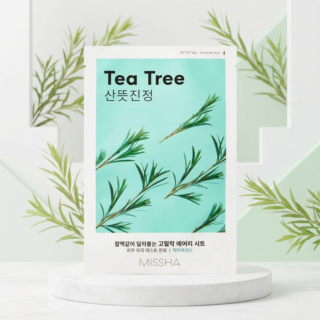 MISSHA - Airy Fit Sheet Mask Tea Tree - Zklidňující textilní maska s tea tree olejem pro redukci mazu - 19 g