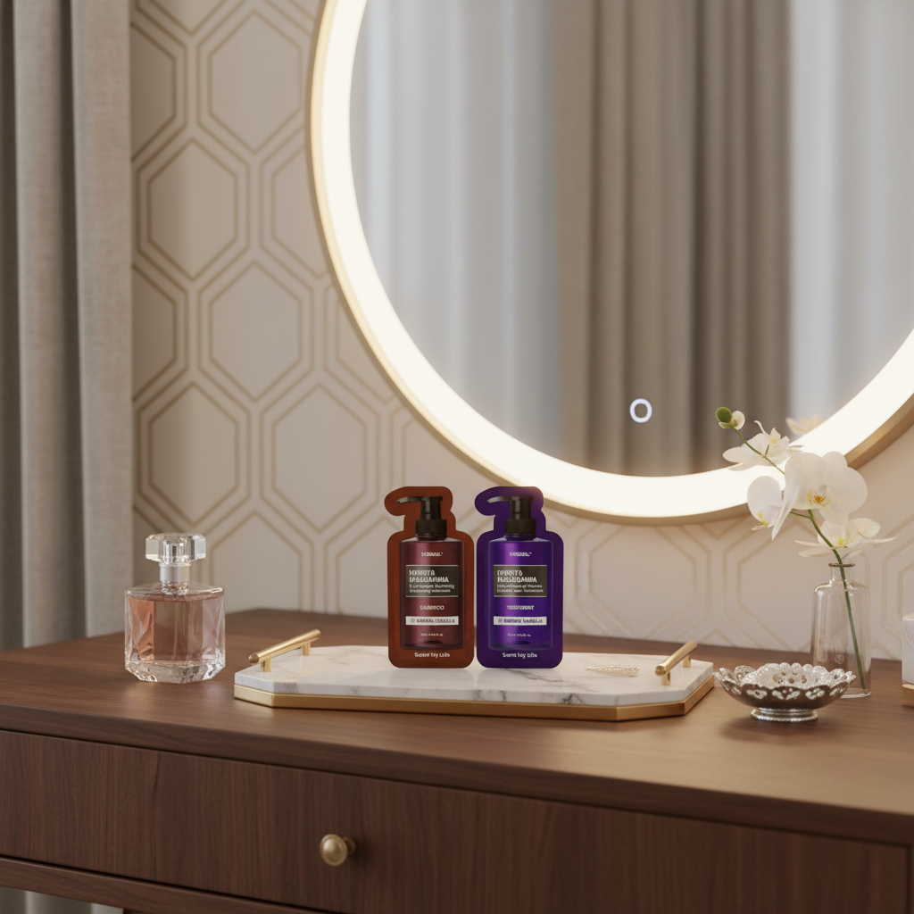 VZOREK - KUNDAL - Hydro-intenzivní proteinová kůra na vlasy a Přírodní šampon na suché a poškozené vlasy s vůní AMBER VANILLA - 10 ml