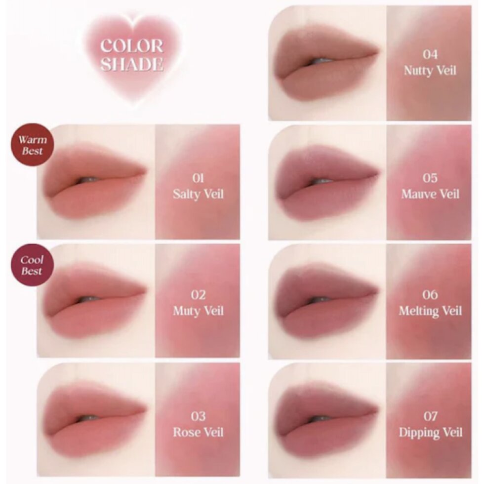 YNM - Heart Veil Tint 07 Dipping Veil - Tónovací balzám na rty 07 Dipping Veil - 2,5 g