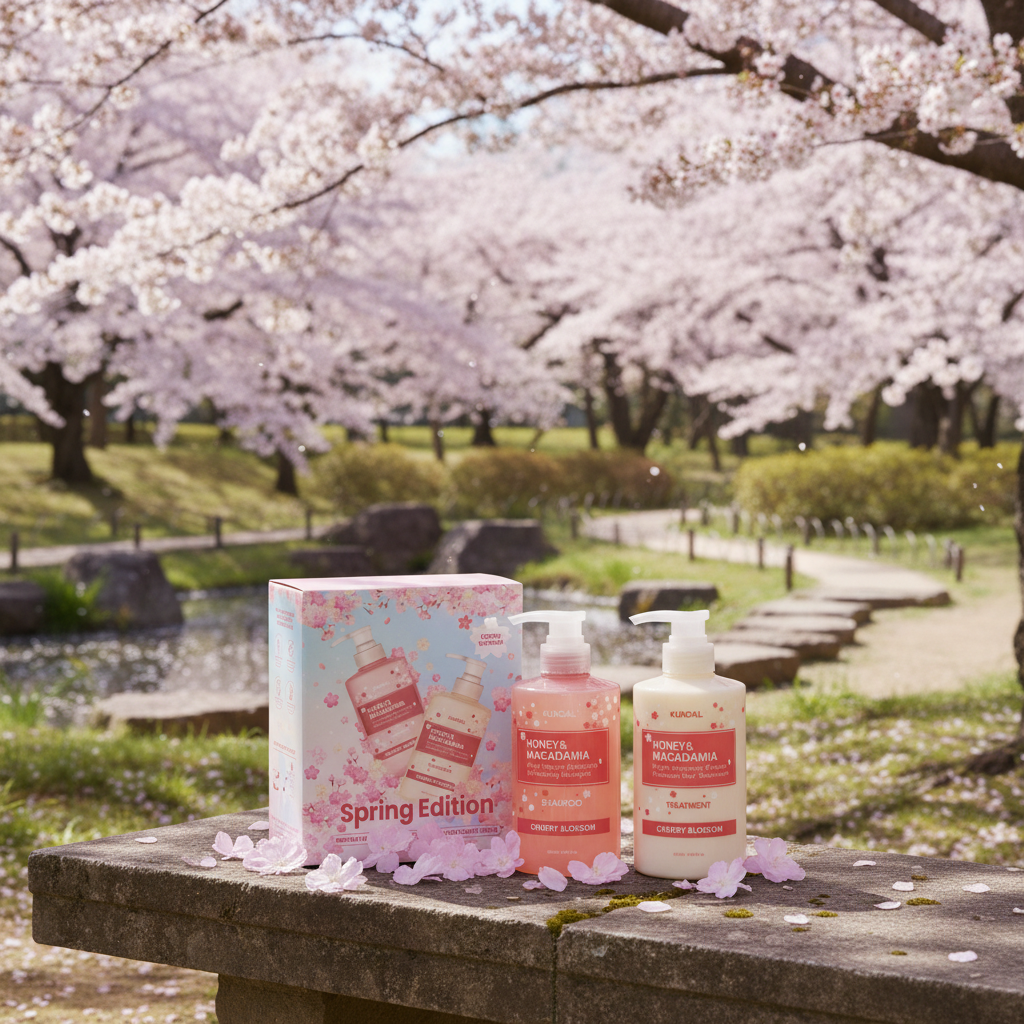 KUNDAL - Honey&Macadamia shampoo + Treatment - Hydro-intenzivní proteinová kůra na vlasy s vůní CHERRY BLOSSOM - 2x 500 ml