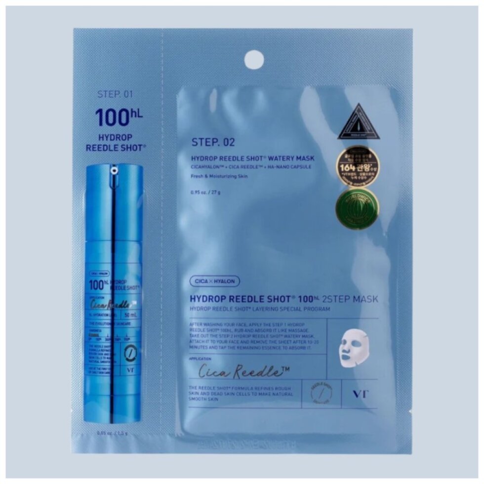 VT - Hydrop Reedle Shot 100hl 2 Step Watery Mask - Hydratační hydrogelová maska - 27 g + 1,5 g
