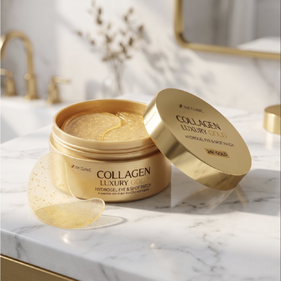 3W CLINIC - Collagen & Luxury Gold Hydrogel Eye & Spot Patch - Hydrogelové náplasti na oči a lokální vrásky s kolagenem a luxusním zlatem - 60 ks