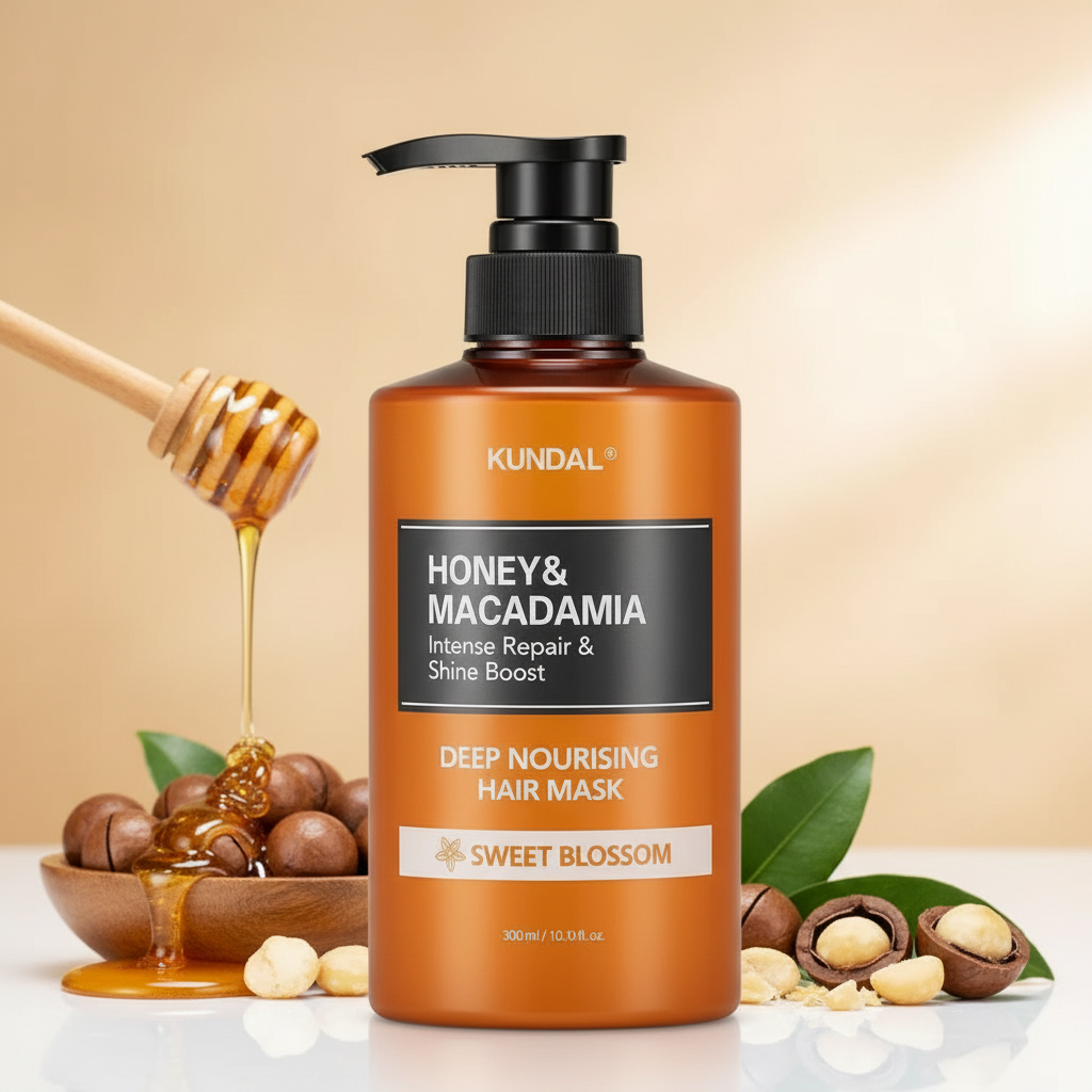 Kundal Honey&Macadamia Body Wash - Jemný sprchový gel s medem s vůní AMBER VANILA - 500 ml