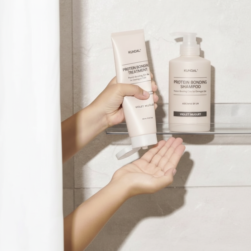 KUNDAL - Holiday Silk Glow Edition - Shampoo + Treatment + Hair Scrunchhie - Sváteční edice Silk Glow – šampon 500 ml + kondicionér 250 ml + gumička do vlasů