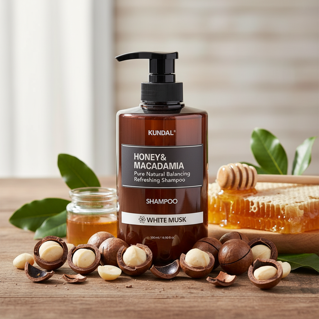 Kundal Honey&Macadamia Shampoo - Přírodní šampon na suché a poškozené vlasy s vůní WHITE MUSK - 500 ml