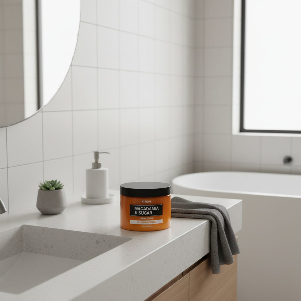 Kundal Macadamia&Sugar Body Scrub - Přírodní tělový peeling s vůní CHERRY BLOSSOM - 550 g