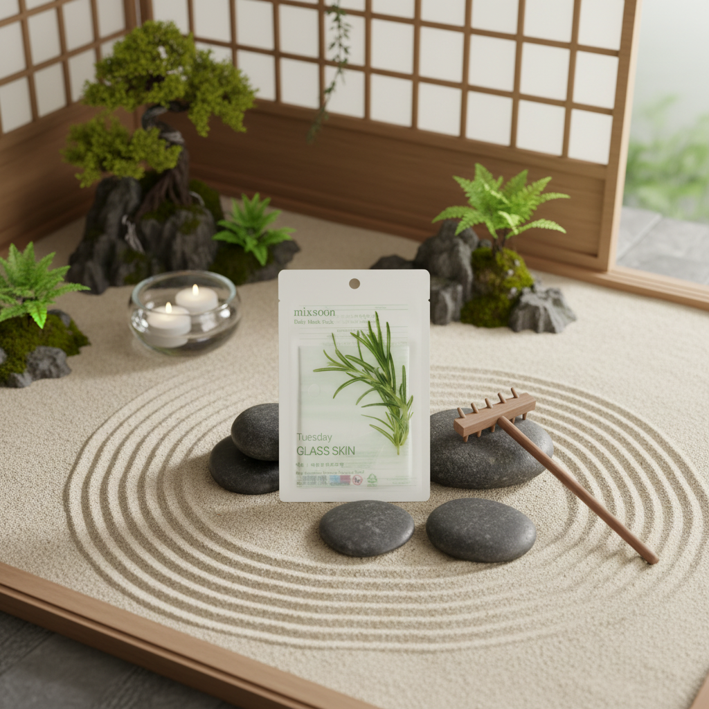 MIXSOON - Daily Mask Pack Tuesday Glass Skin - Plátýnková maska s touluní s rozmarýnem pro zdravý jas a zklidnění - 20 ml