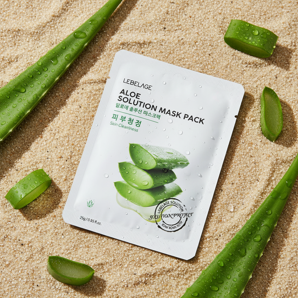 LEBELAGE - Aloe Solution Mask Pack - Plátýnková maska s Aloe pro čistou pleť - 25 g