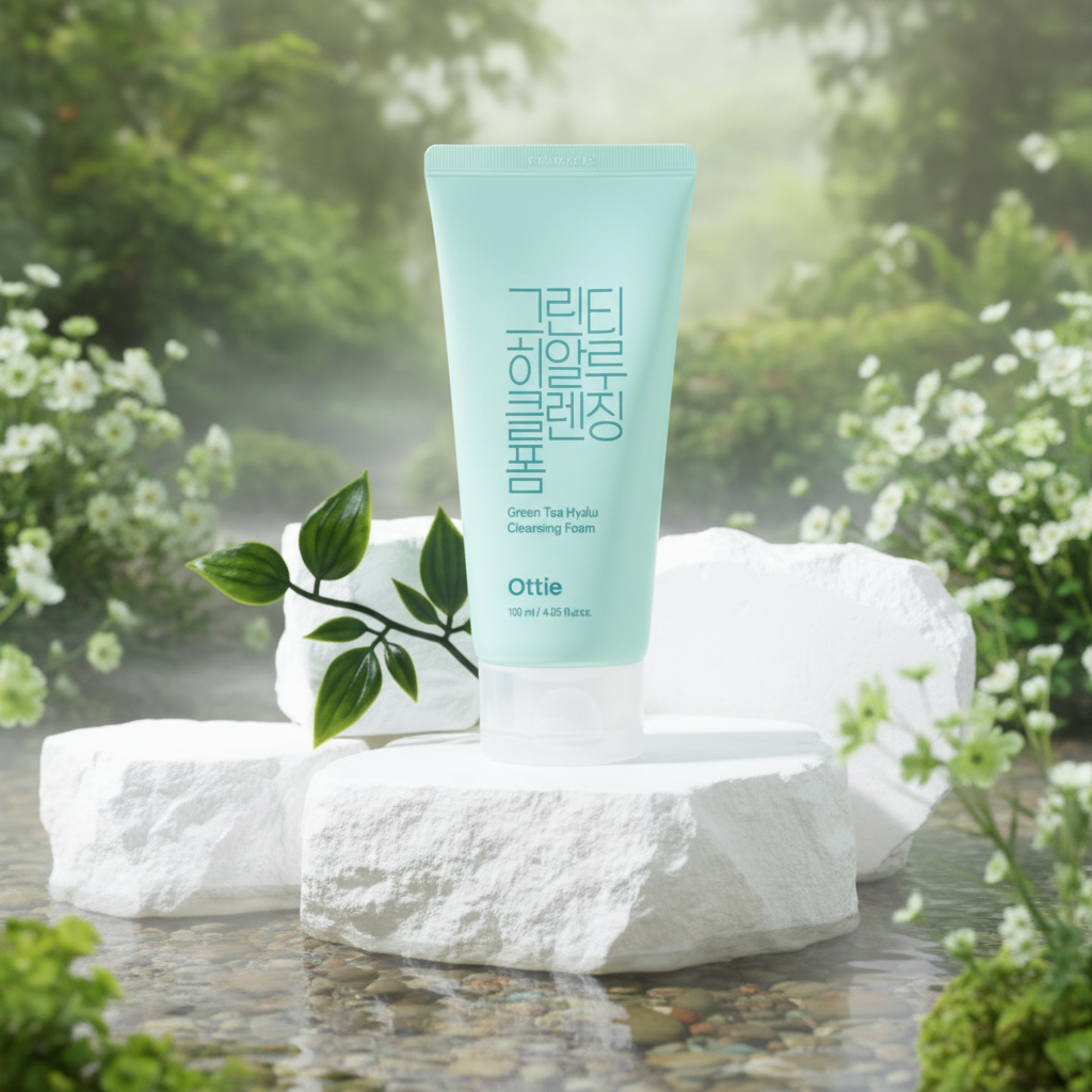 OTTIE - Green Tea Hyalu Cleansing Foam - Čisticí pěna s čajovým extraktem a kyselinou hyaluronovou - 120 ml