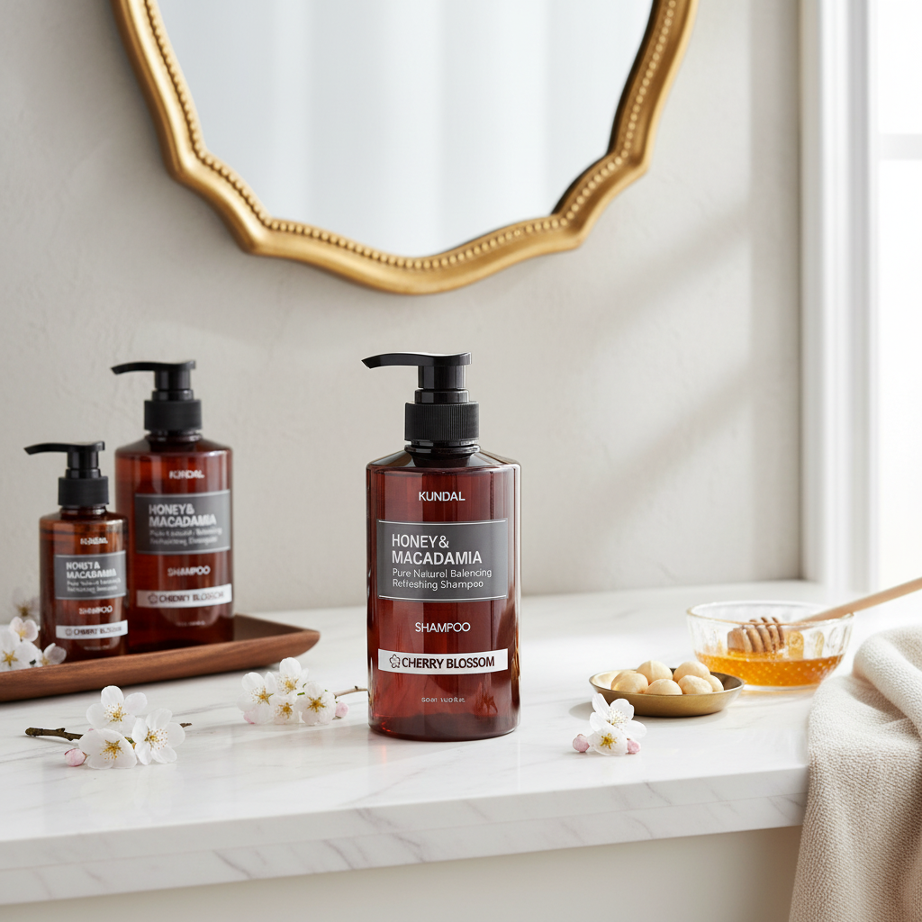 Kundal Honey&Macadamia Shampoo - Přírodní šampon na suché a poškozené vlasy s vůní CHERRY BLOSSOM - 500 ml