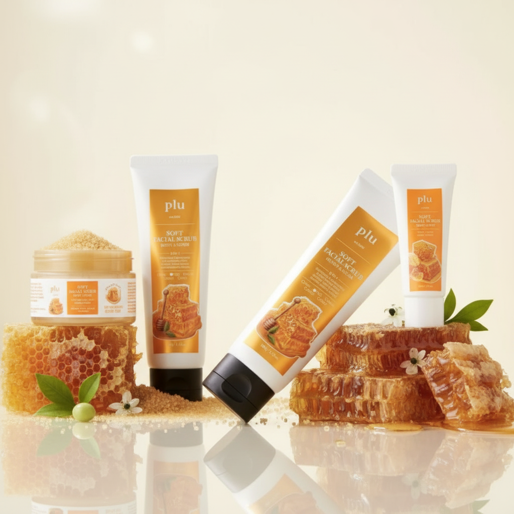 PLU - Soft Facial Peeling Scrub Honey and Sugar - Jemný pleťový peelingový gel s medem - 100 ml