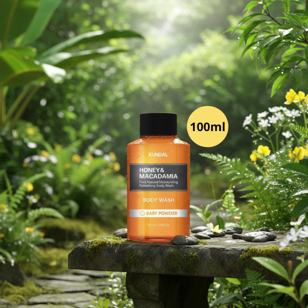Kundal Honey&Macadamia Body Wash - Jemný sprchový gel s medem s vůní BABY POWDER - 100 ml