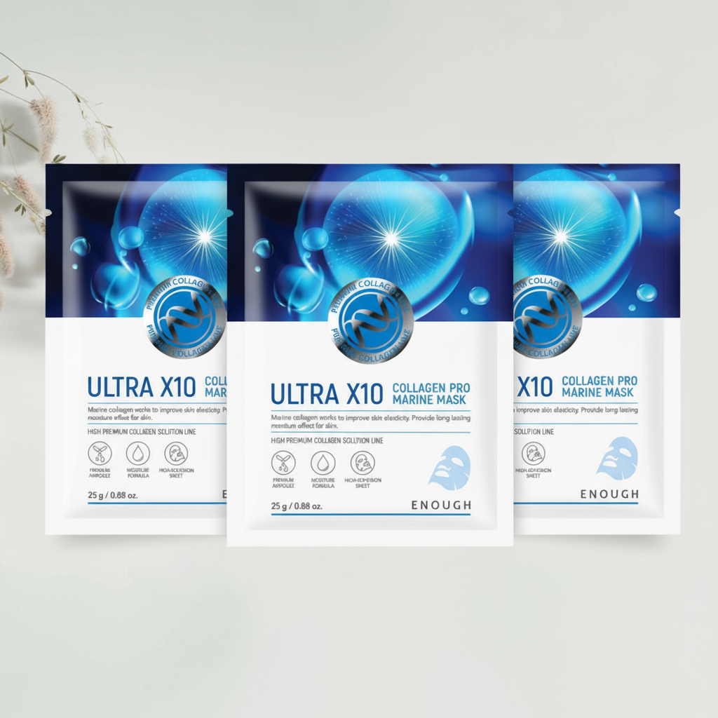 ENOUGH - Premium Ultra X10 Collagen Pro Marine Mask - Prémiová, kolagenová, plátýnková maska - 25 g