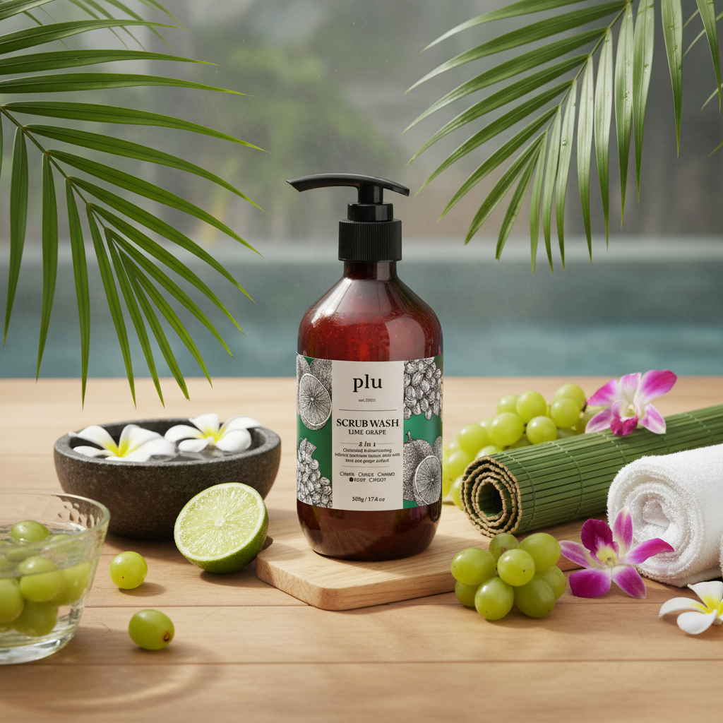 PLU - Scrub Wash Lime Grape - Peelingový sprchový gel s limetkou a hroznem - 500 ml