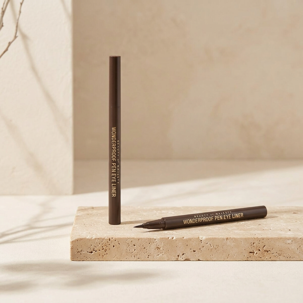 B.O.M. - Wonderproof Pen Eye Liner #02 Wonder Brown - Voděodolné linky ve fixu - 0,5 g
