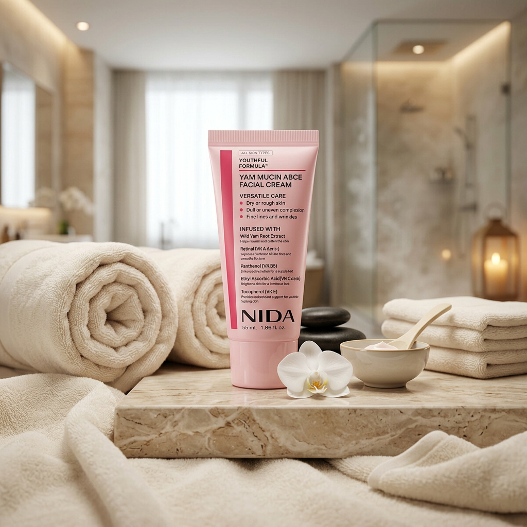 NIDA - Youthful Formula Yam Mucin ABCE Facial Cream - Omlazující krém na obličej s rostlinným mucinem a vitamíny - 55 ml
