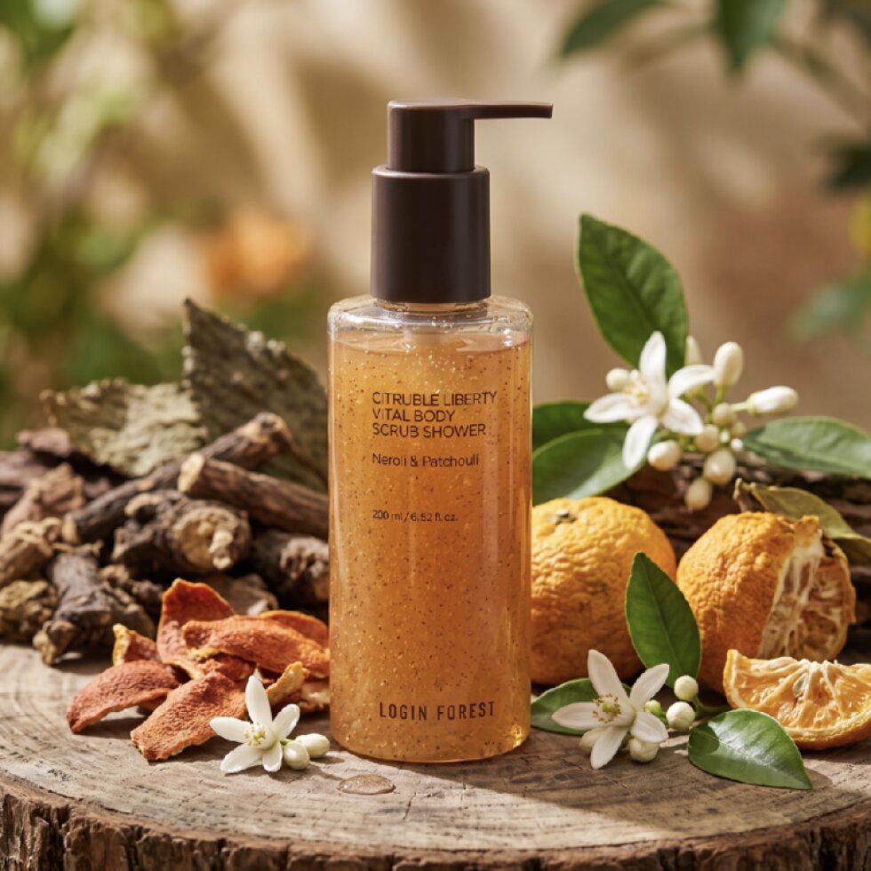 LOGIN FOREST - Citruble Liberty Vital Body Scrub Shower - Rozjasňující tělové sérum v mlze s vůní fíkového dřeva - 205 ml