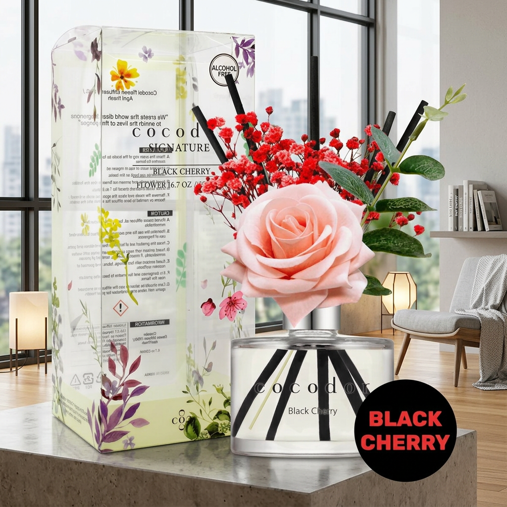 COCODOR - Rose Diffuser Black Cherry - Difuzér s růží a vůní černé třešně - 200 ml