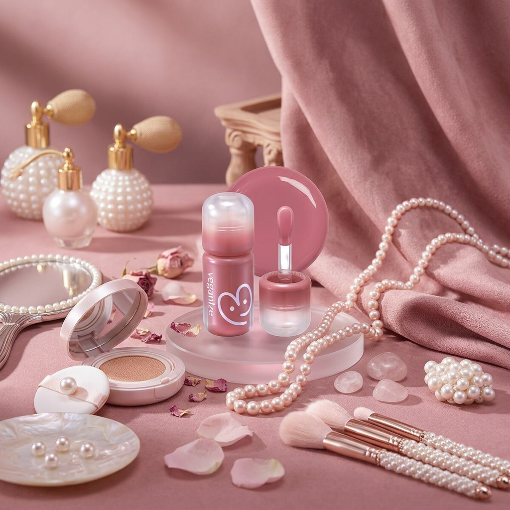 VEGANIZE - 4D Dewyshine Lip Oil Pearl Gloss 01 Rose Whip - Třpytivý olej na rty s perleťovým leskem - 4 g