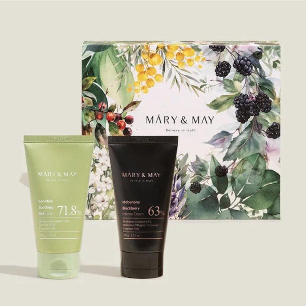 Mary & May - Soothing Gel Cream + Idebenone Blackberry Cram Duo Set - Zklidňující gelový krém + krém s idebenonem a ostružinou dárková sada - 2x 100 ml
