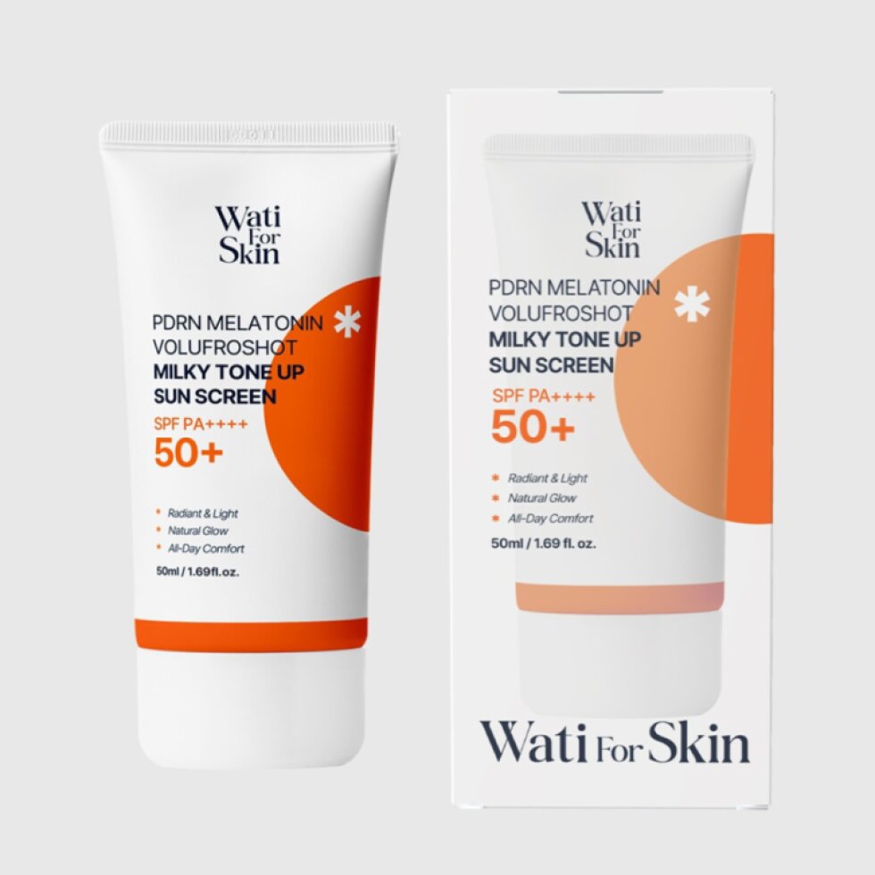 WATI FOR SKIN - PDRN Melatonin Volufroshot Milky Tone-Up Sun Cream SPF50+ - Ochranný tónovací opalovací krém s vysokou ochranou SPF50+ PA++++ - 50 ml