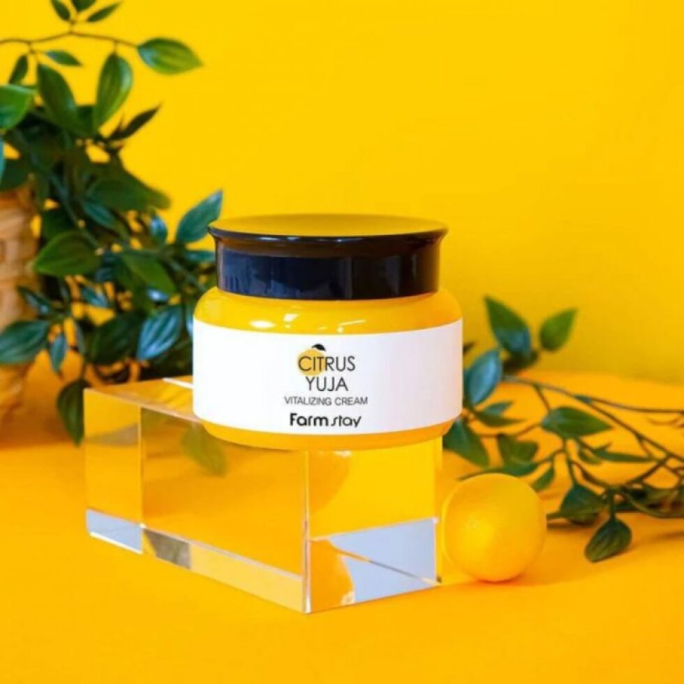 Farm Stay - Citrus Yuja Vitalizing Cream - Hydratační a vyživující krém s mořským kolagenem a vitaminem C - 100 g