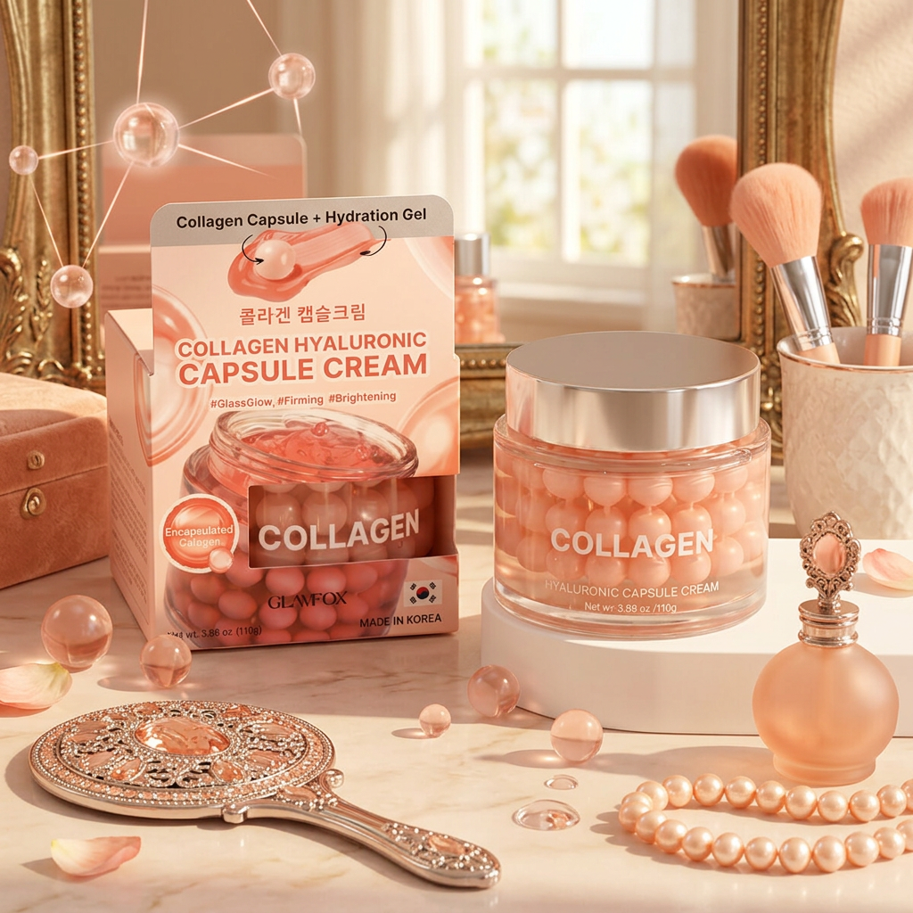 GLAMFOX - Collagen Hyaluronic Capsule Cream - Kolagenový hydratační krém s kapslemi kyseliny hyaluronové - 110 ml