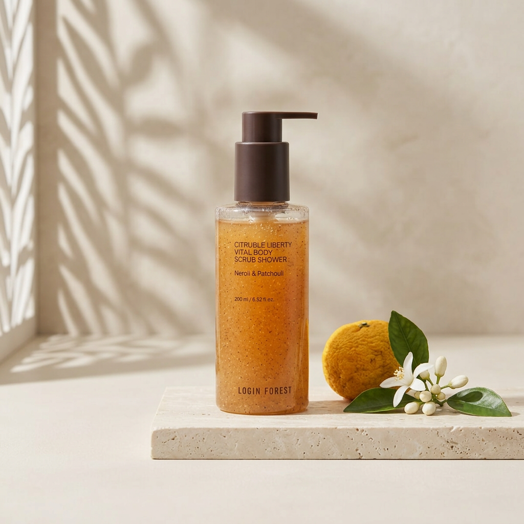 LOGIN FOREST - Citruble Liberty Vital Body Scrub Shower - Rozjasňující tělové sérum v mlze s vůní fíkového dřeva - 205 ml