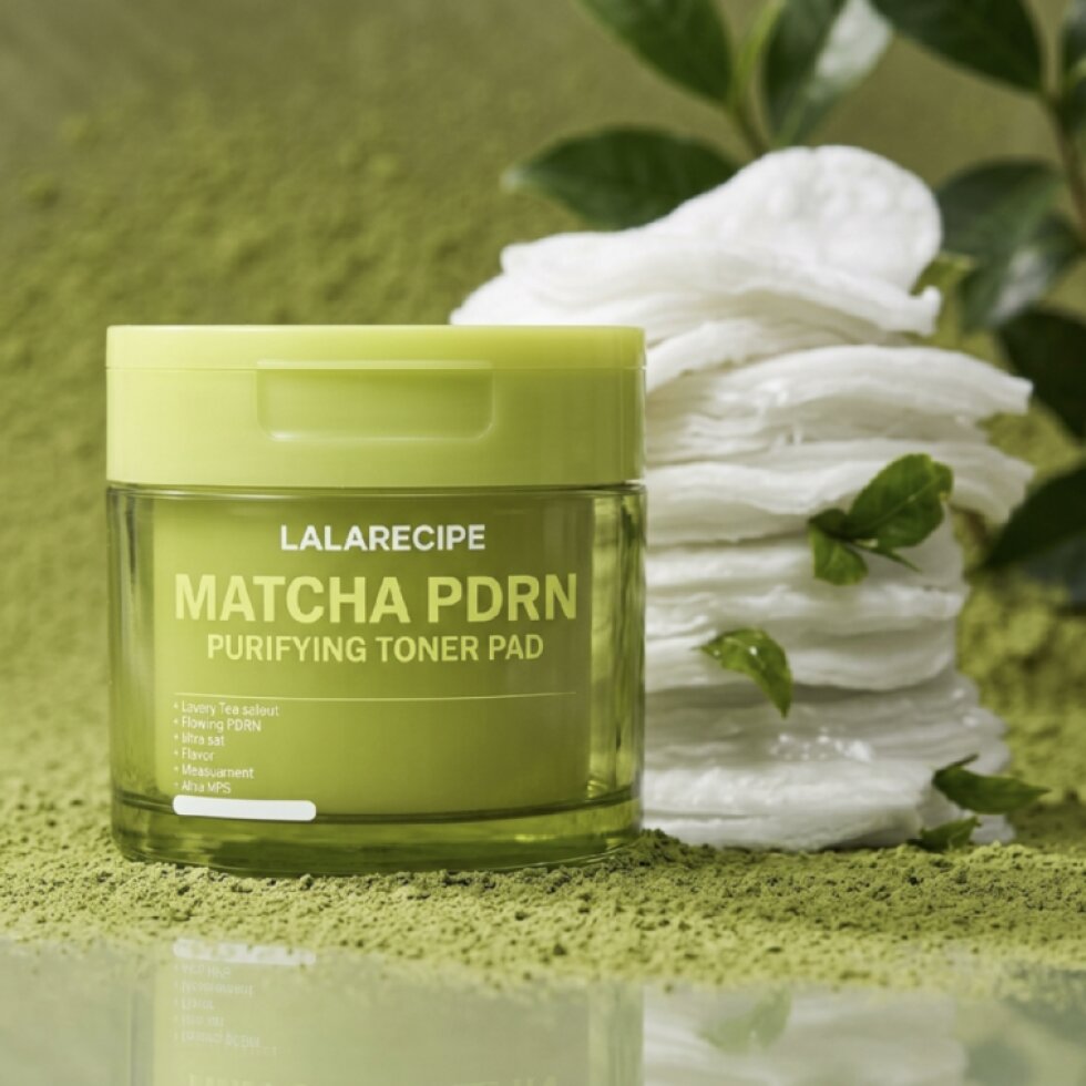 LALARECIPE - Matcha PDRN Purifying Toner Pad – Čisticí tonerové tamponky s matchou a PDRN - 220 ml