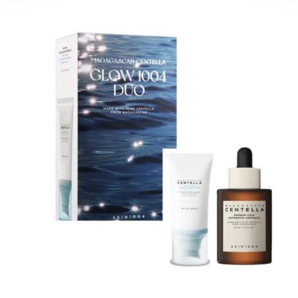 SKIN1004 - Madagascar Centella Glow 1004 Duo - Sada krému SPF Hyalu-Cica Water-Fit Sun Serum a séra Probio-Cica - 2 x 50 ml