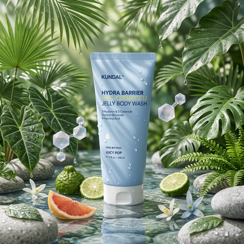 KUNDAL - Hydra Barrier Hyal-ceramide 13 Jelly Body Wash - Hydratační sprchový gel s komplexem kyseliny hyaluronové a ceramidů JUICY POP - 300 ml