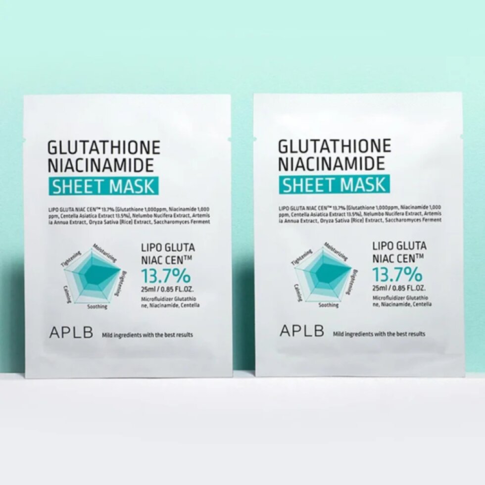 APLB - Glutathione Niacinamide Sheet Mask - Rozjasňující plátýnková maska pro sjednocený tón pleti - 25 ml