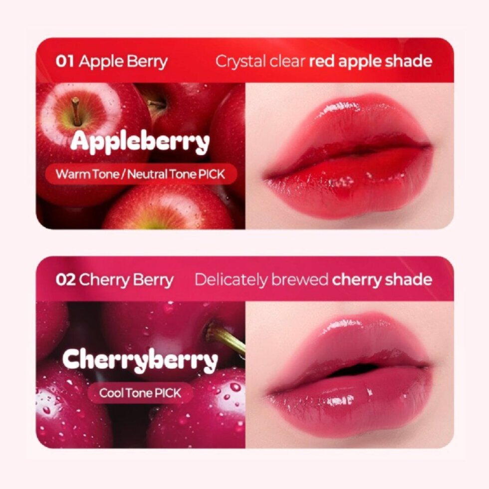 BERRISOM - Jelly Tattoo Tint 02 Cherry Berry - Dlouhotrvající hydratační tint na rty - 6 g