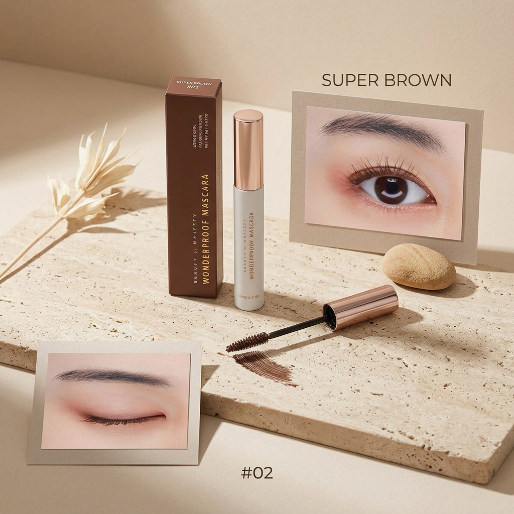 B.O.M. - Wonderproof Mascara Long & Curl #02 Super Brown - Voděodolná prodlužující řasenka - 8 g