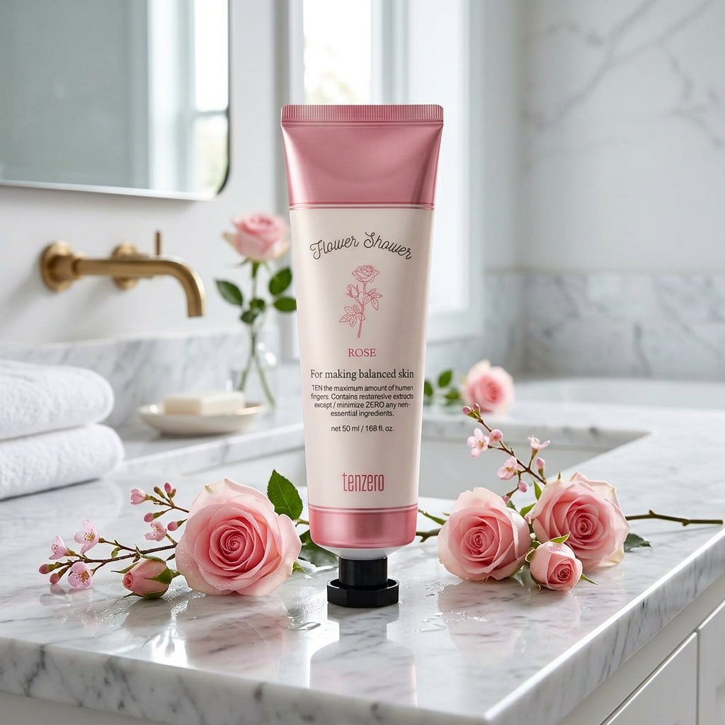 TENZERO - Flower Shower Hand & Nail Cream Rose - Květinový krém na ruce a nehty s růží - 50 ml