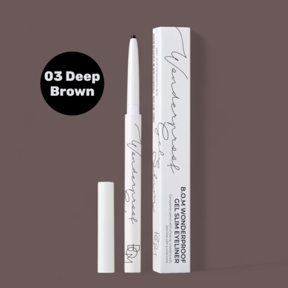 B.O.M. - Wonderproof Gel Slim Eyeliner #03 Deep Brown - Voděodolná gelová tužka na oči - 0,1 g