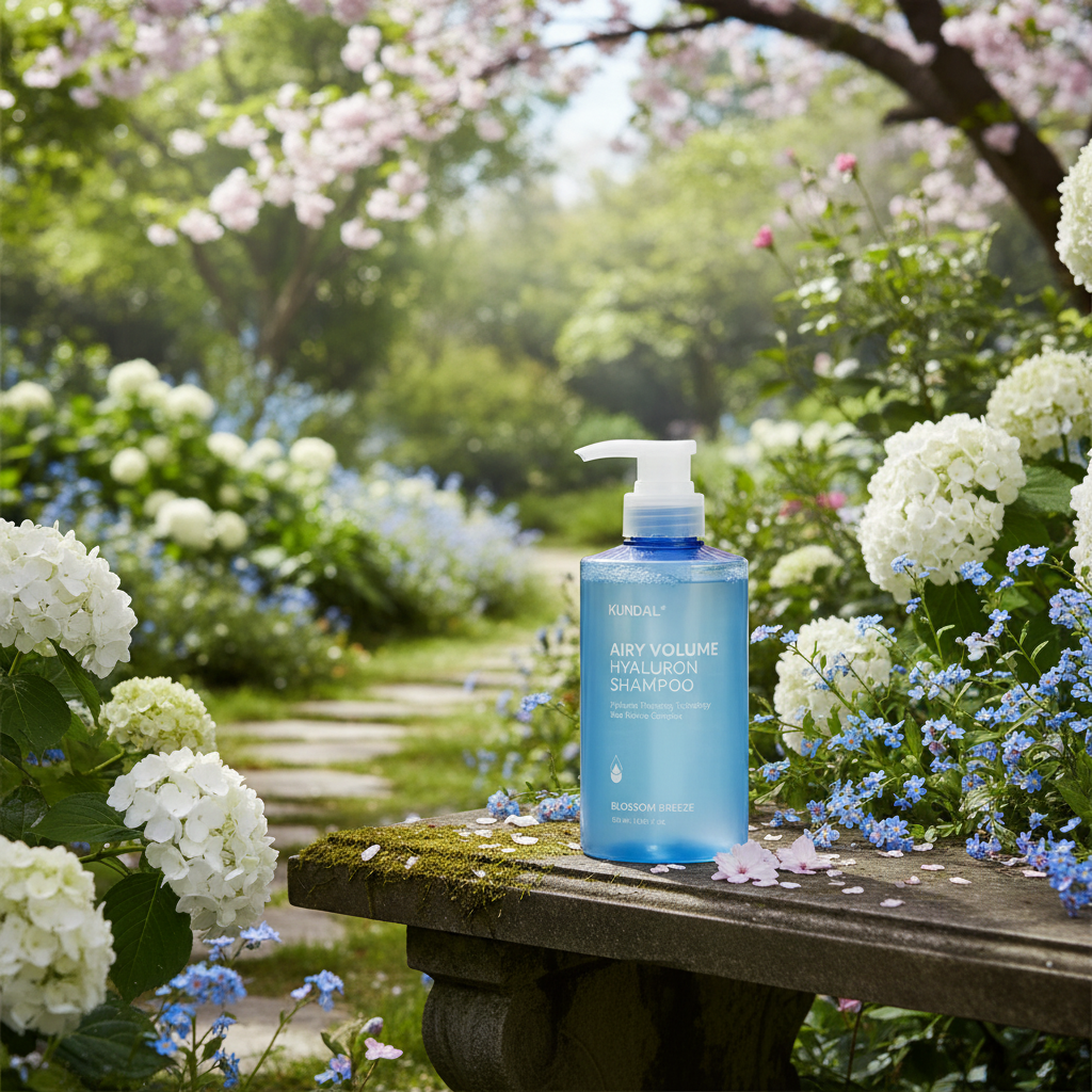 Kundal Airy Volume Hyaluron Shampoo - Hydratační objemový šampon s vůní BLOSSOM BREEZE - 500 ml