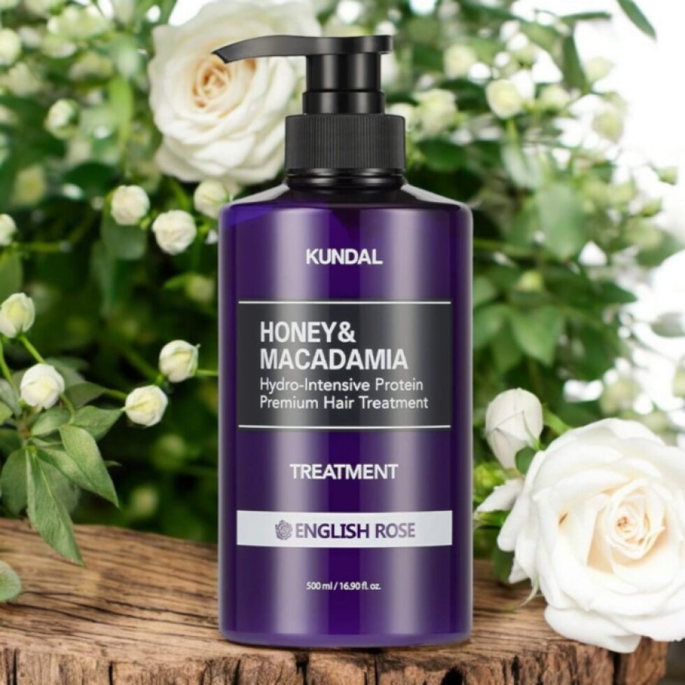 Kundal Honey&Macadamia Treatment - Hydro-intenzivní proteinová kůra na vlasy s vůní ENGLISH ROSE - 500 ml