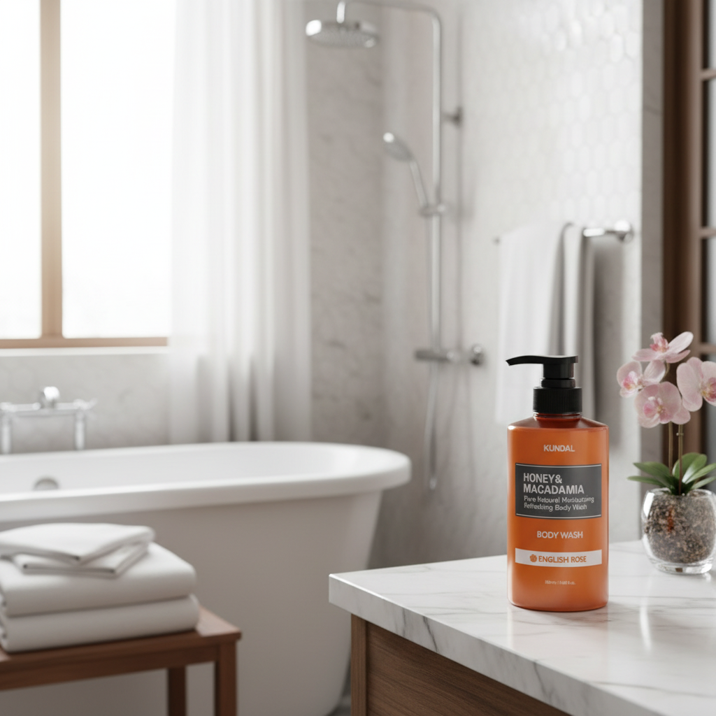 Kundal Honey&Macadamia Body Wash - Jemný sprchový gel s medem s vůní ENGLISH ROSE - 500 ml