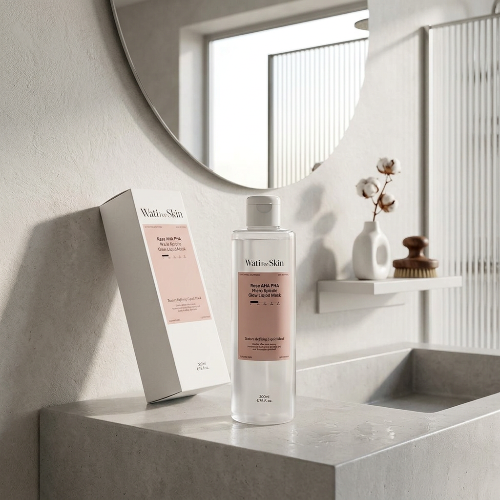 WATI FOR SKIN - Rose AHA PHA Micro Spicule Glow Liquid Mask - Rozjasňující "tekutá maska" (toner) s technologií mikro jehliček - 200 ml