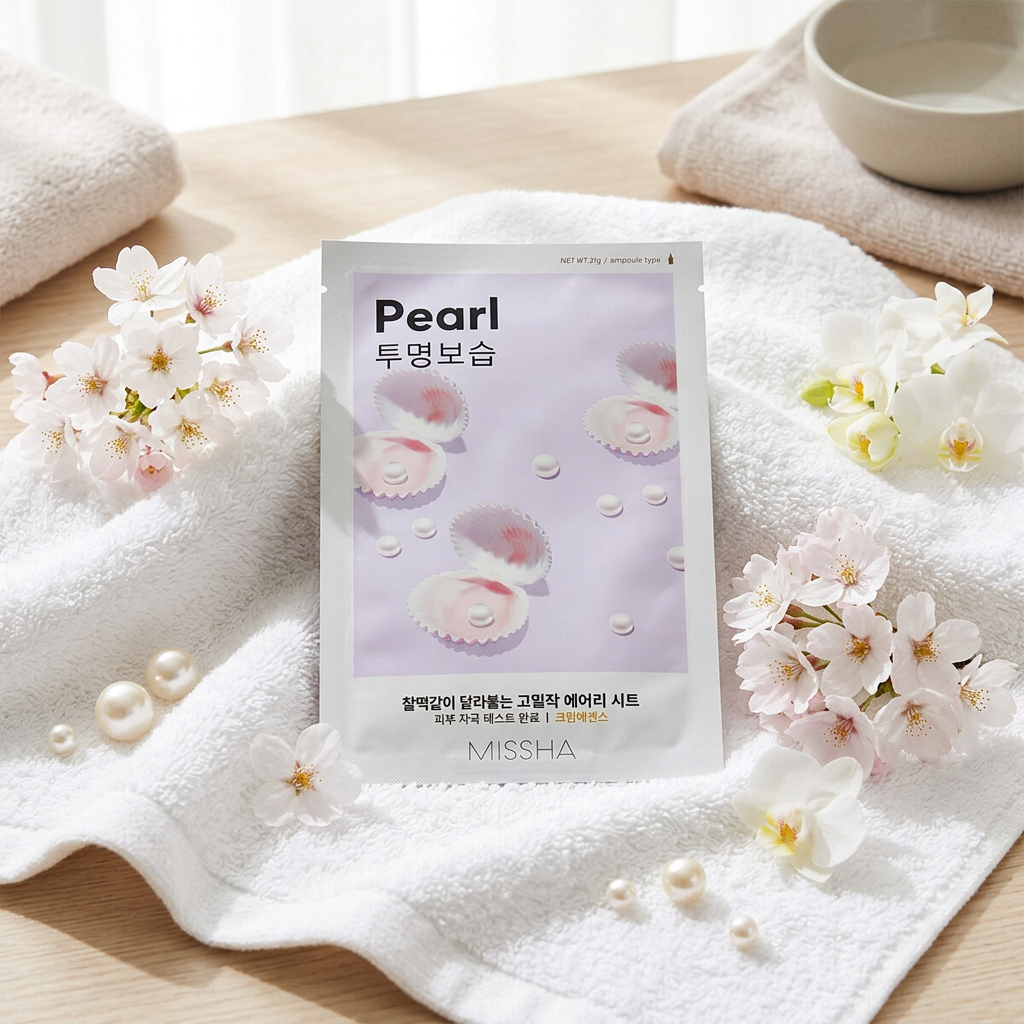 MISSHA - Airy Fit Sheet Mask Pearl - Rozjasňující maska s výtažkem z perel - 19 g