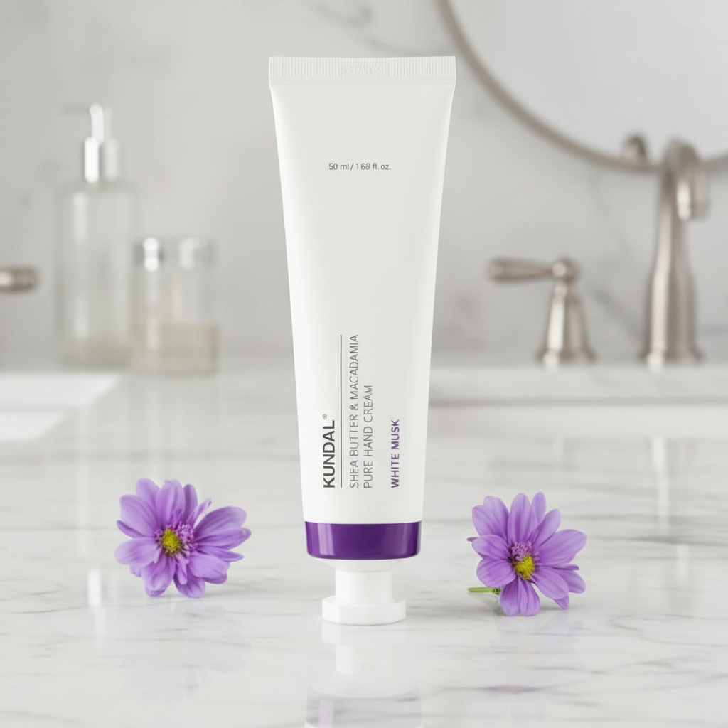 Kundal Shea Butter & Macadamia Pure Hand Cream - Hydratační a vyživující krém na ruce WHITE MUSK - 50 ml