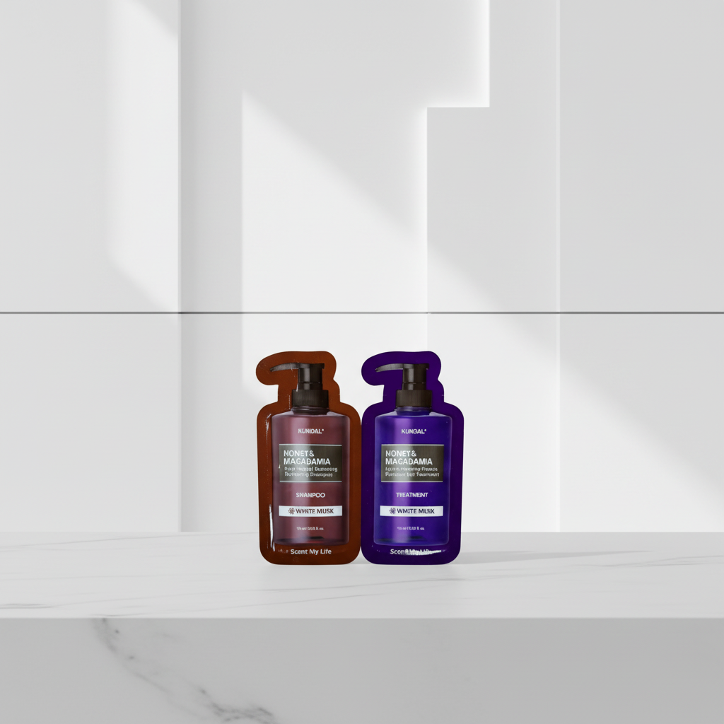 VZOREK - KUNDAL - Hydro-intenzivní proteinová kůra a šampon na suché a poškozené vlasy s vůní WHITE MUSK - 10 ml