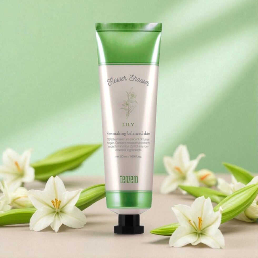 TENZERO - Flower Shower Hand & Nail Cream Lily - Květinový krém na ruce a nehty s lilií - 50 ml