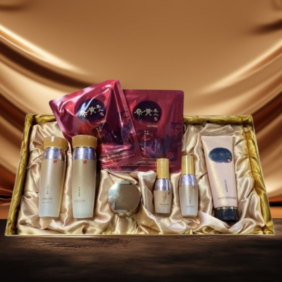 SOOSUL - Basic Line A - Luxusní set kosmetiky pro sjednocení tónu pleti v dárkovém balení- 7 ks full size produktů