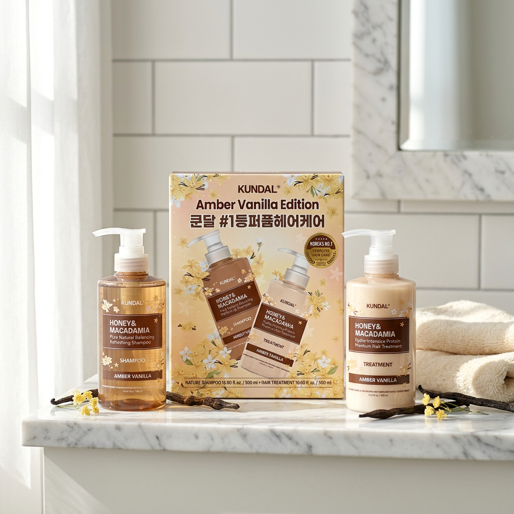 KUNDAL - Amber Vanilla Edition Honey & Macadamia ( Shampoo + Treatment) - Edice Amber Vanilla s medem a makadamovým ořechem šampon a kondicionér - 2x 500 ml