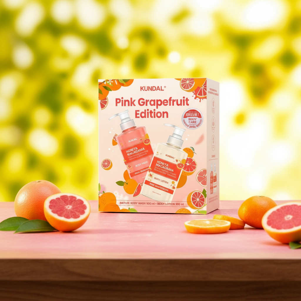 KUNDAL - Pink Grapefruit Edition - Honey & Macadamia Body Wash + Lotion - Tělový sprchový gel a mléko Honey & Macadamia - 2x 500 ml