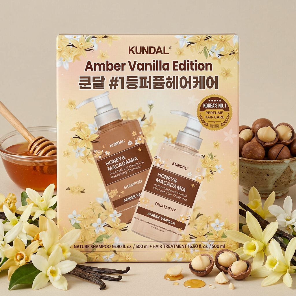 KUNDAL - Amber Vanilla Edition Honey & Macadamia ( Shampoo + Treatment) - Edice Amber Vanilla s medem a makadamovým ořechem šampon a kondicionér - 2x 500 ml